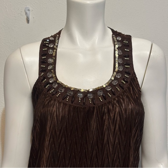 Y2K vintage HeartSoul brown sleeveless tunic top Sz L - Picture 5 of 9
